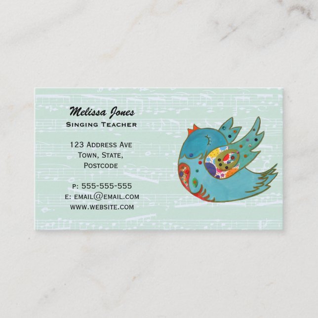 Niedlicher glücklicher Vogel Visitenkarte (Vorderseite)