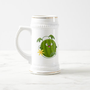 Niedlicher, glücklicher Wassermelone-Cartoon Bierglas