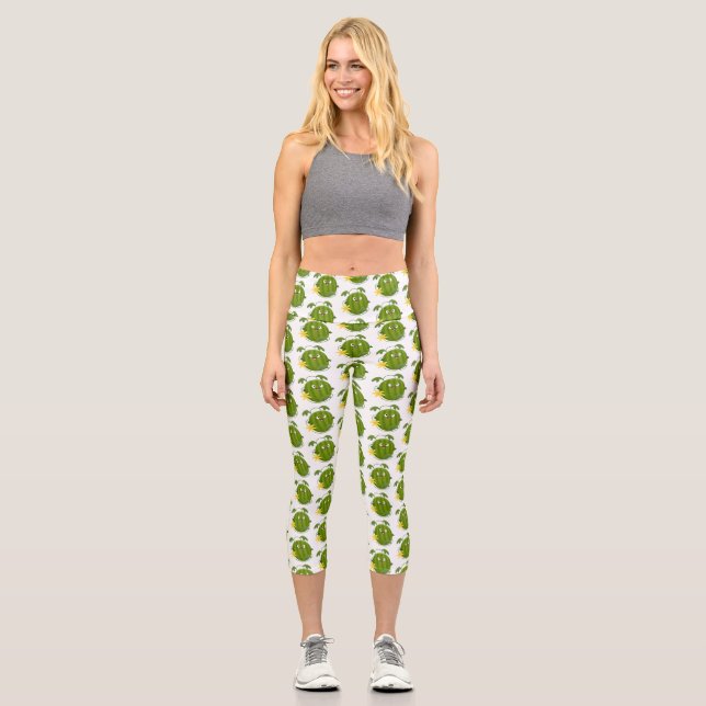 Niedlicher, glücklicher Wassermelone-Cartoon Capri Leggings (Vorderseite)