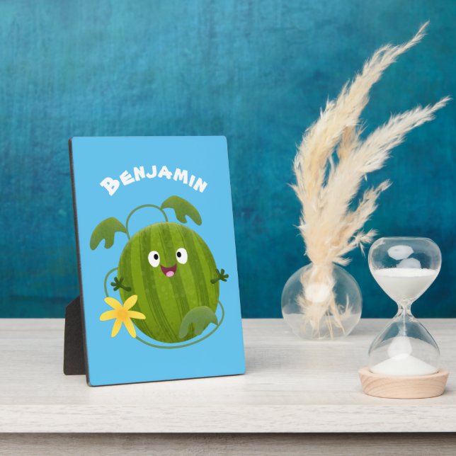 Niedlicher, glücklicher Wassermelone-Cartoon Fotoplatte (Seite)