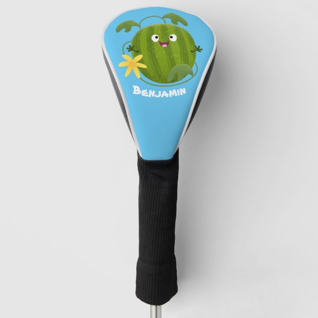 Niedlicher, glücklicher Wassermelone-Cartoon Golf Headcover (Vorderseite)