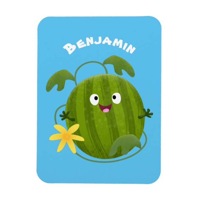 Niedlicher, glücklicher Wassermelone-Cartoon Magnet (Vertikal)