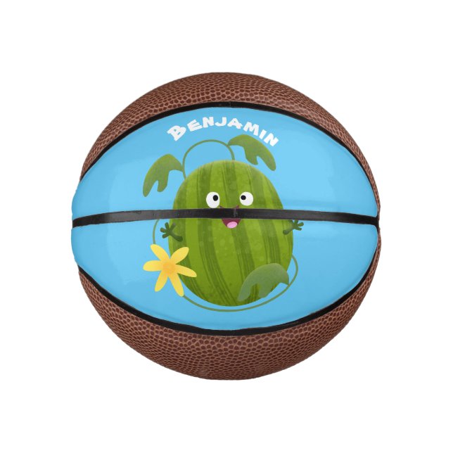 Niedlicher, glücklicher Wassermelone-Cartoon Mini Basketball (Vorderseite)