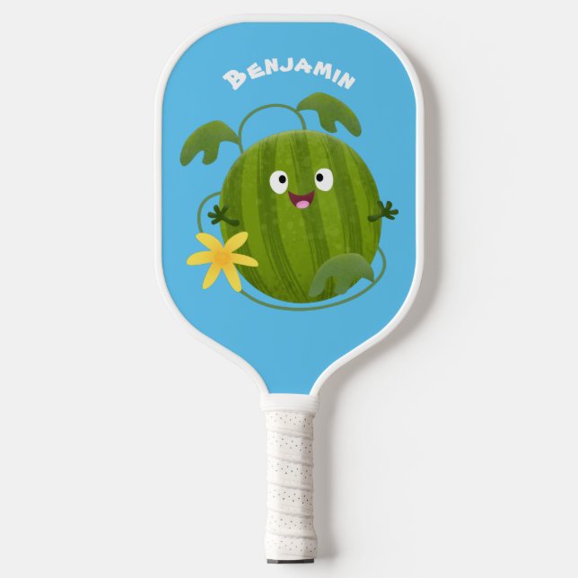Niedlicher, glücklicher Wassermelone-Cartoon Pickleball Schläger (Vorderseite)