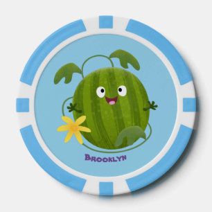 Niedlicher, glücklicher Wassermelone-Cartoon Pokerchips