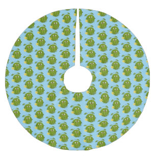 Niedlicher, glücklicher Wassermelone-Cartoon Polyester Weihnachtsbaumdecke