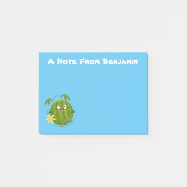 Niedlicher, glücklicher Wassermelone-Cartoon Post-it Klebezettel (Vorderseite)