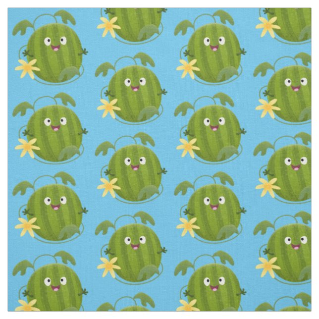 Niedlicher, glücklicher Wassermelone-Cartoon Stoff (Muster)