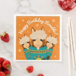 Niedlicher Glückwunsch zum Geburtstag Boy Alpacas  Serviette