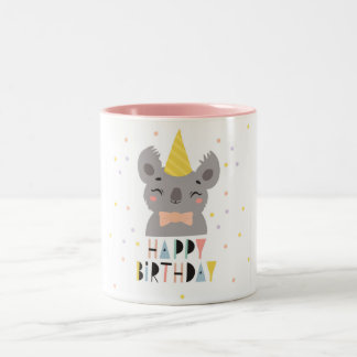 Niedlicher Glückwunsch zum Geburtstag Koala Zweifarbige Tasse