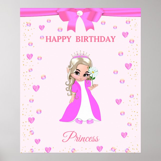 Niedlicher Glückwunsch zum Geburtstag Prinzessin & Poster (Vorne)