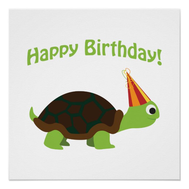 Niedlicher Glückwunsch zum Geburtstag! Turtle Poster (Vorderseite)