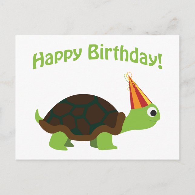 Niedlicher Glückwunsch zum Geburtstag! Turtle Postkarte (Vorderseite)