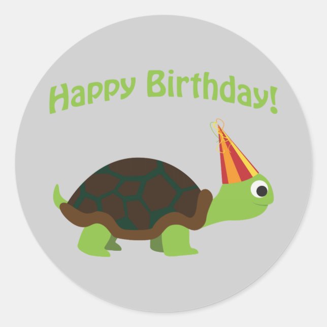 Niedlicher Glückwunsch zum Geburtstag! Turtle Runder Aufkleber (Vorderseite)