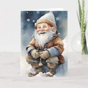 Niedlicher Gnom im Winter Schnee Blank gefaltete G Karte