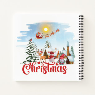 Niedlicher Gnom, Schneemann feiert Weihnachtsfeier Notizbuch