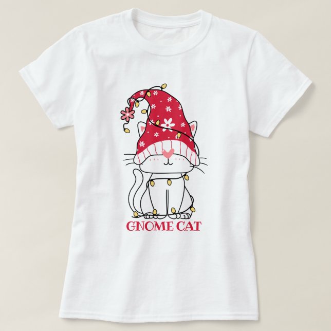 Niedlicher Gnome Cat T - Shirt (Design vorne)