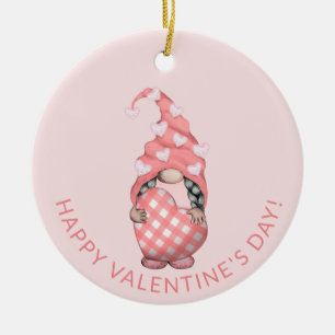 Niedlicher Gnome Happy Valentines Day Keramik Ornament