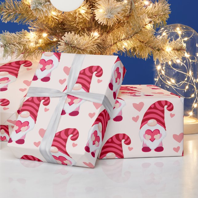 Niedlicher Gnome-Herzschmerz Valentinstag Geschenkpapier (Feiertage)