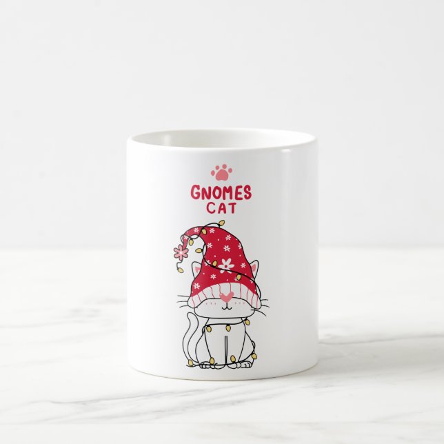 Niedlicher Gnome-Katzenhai-Cartoon mit Weihnachtsl Kaffeetasse (Mittel)