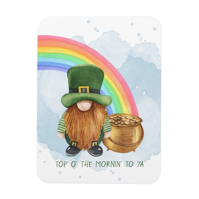 Niedlicher Gnome Pot of Gold Custom St Patrick's D Magnet (Vertikal)