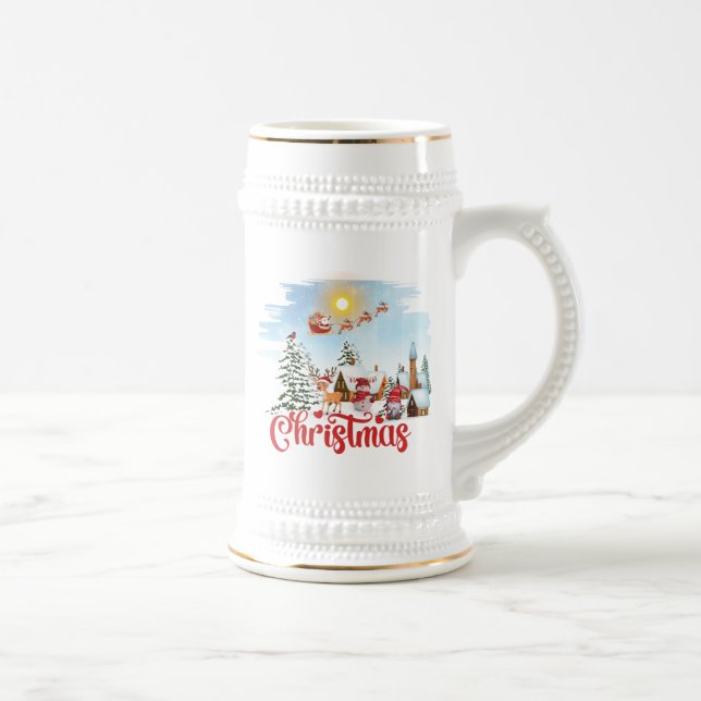 Niedlicher Gnome, Snowman feiert Weihnachtsfeierta Bierglas (Rechts)