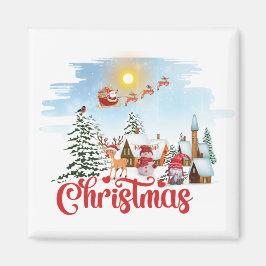 Niedlicher Gnome, Snowman feiert Weihnachtsfeierta Magnet