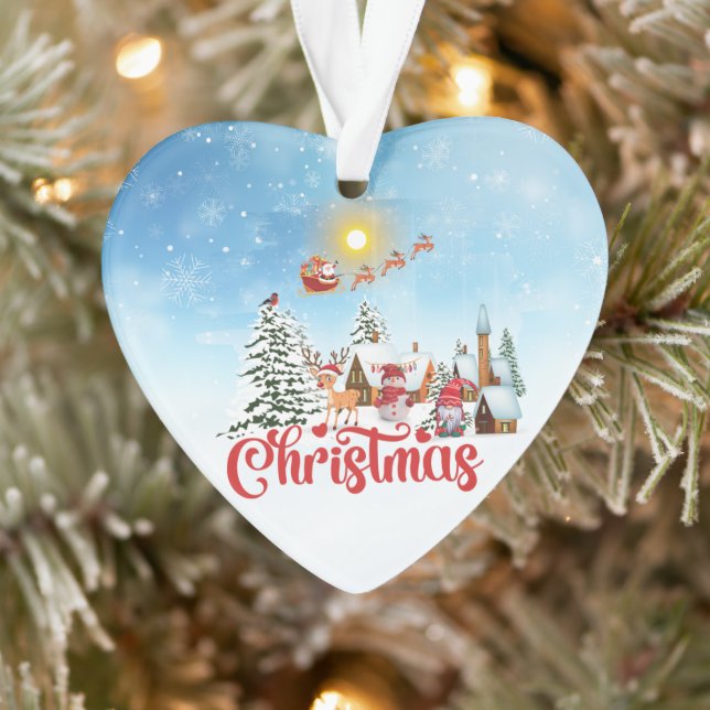 Niedlicher Gnome, Snowman feiert Weihnachtsfeierta Ornament (Baum)