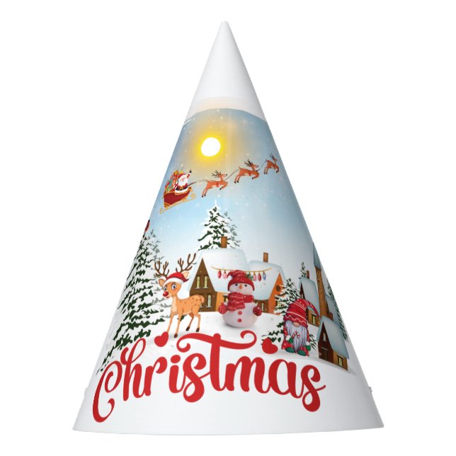 Niedlicher Gnome, Snowman feiert Weihnachtsfeierta Partyhütchen (Vorderseite)