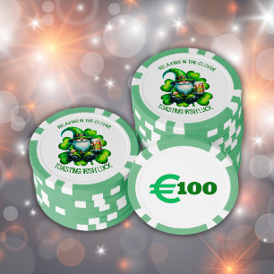 Niedlicher Gnome St Patrick's Day mit Bier   Pokerchips