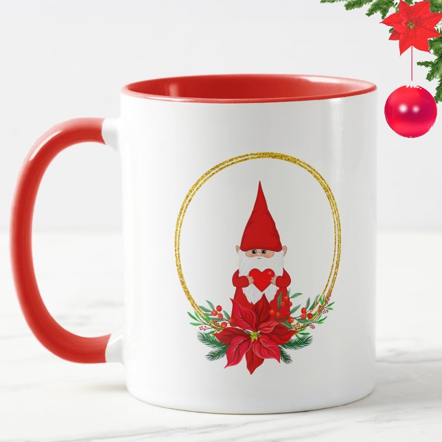 Niedlicher Gnome und Weihnachtskranz Tasse (Von Creator hochgeladen)
