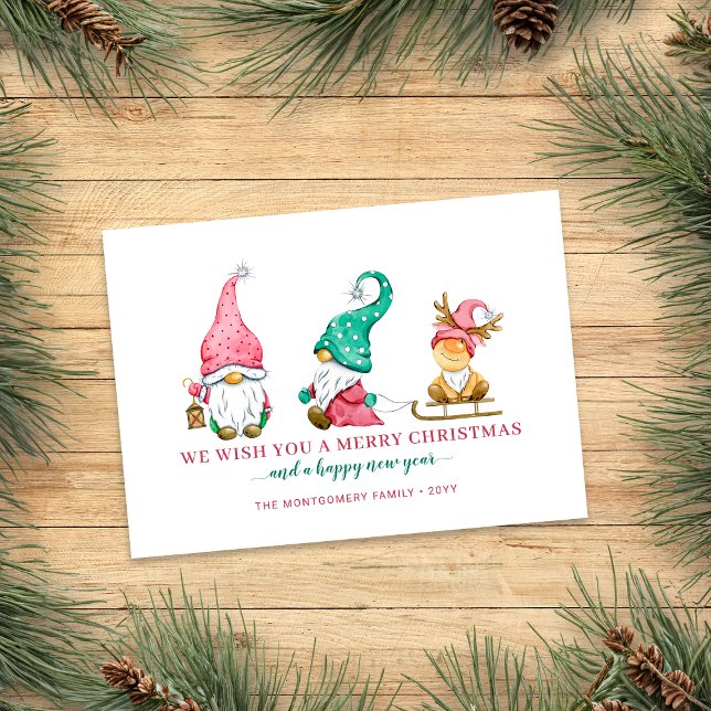 Niedlicher Gnome Weihnachten (Cute Christmas Gnomes Holiday Card)