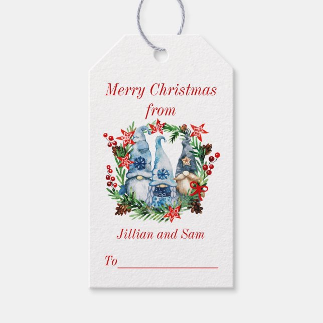 Niedlicher Gnome Weihnachten Geschenkanhänger (Vorderseite)