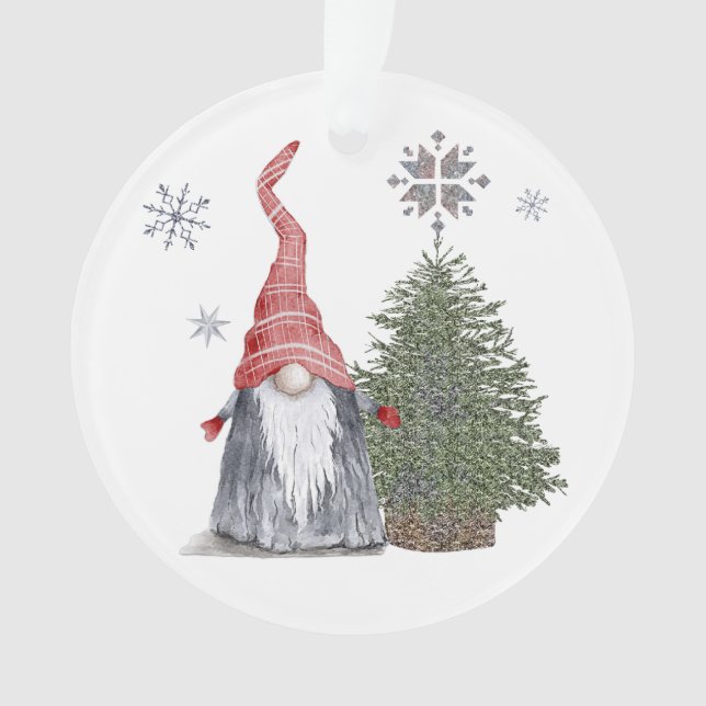 Niedlicher Gnome Weihnachtsbaum glückliche Feierta Ornament (Vorderseite)