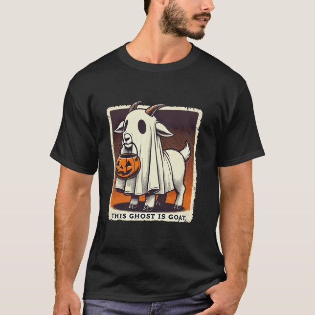 Niedlicher Goat Ghost Pun Meme Trick oder Treatmen T-Shirt (Vorderseite)
