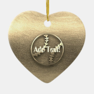 Niedlicher Gold Baseball Sportfan Text-Ornament hi Keramik Ornament