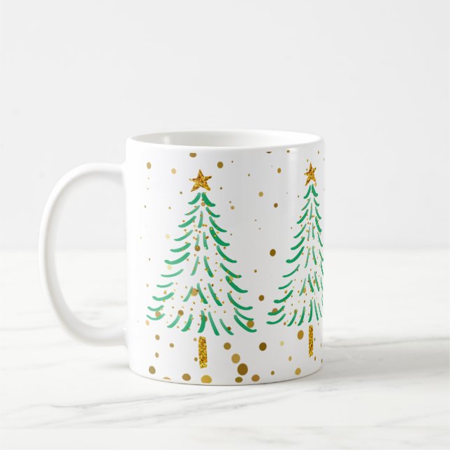 Niedlicher Gold Glitzer Confetti Weihnachtsbaumen  Kaffeetasse (Links)
