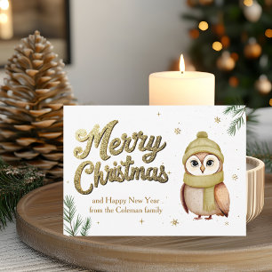Niedlicher Gold Glitzer Frohe Weihnachtsschale Feiertagskarte