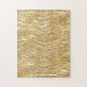 Niedlicher Gold-Tiger-Haut-Druck Muster Tierliebha Puzzle