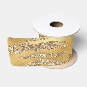 Niedlicher Gold-Tiger-Haut-Druck Muster Tierliebha Satinband