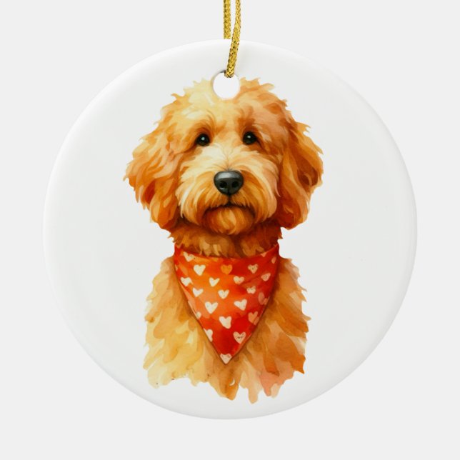 Niedlicher Golden Doodle Hund Keramik Ornament (Vorne)