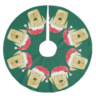 Niedlicher Golden Labrador Retriever Hund in Weihn Polyester Weihnachtsbaumdecke