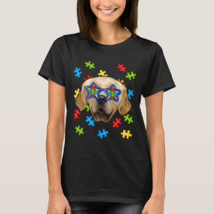 Niedlicher Golden Retriever Autismus Puzzle Sonnen T-Shirt