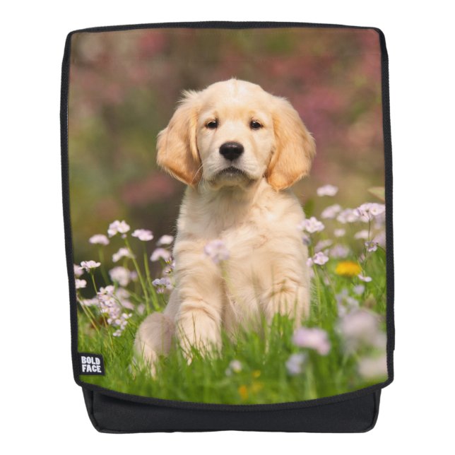Niedlicher Golden Retriever Doppy Welpe Portrait B Rucksack (Vorderseite)