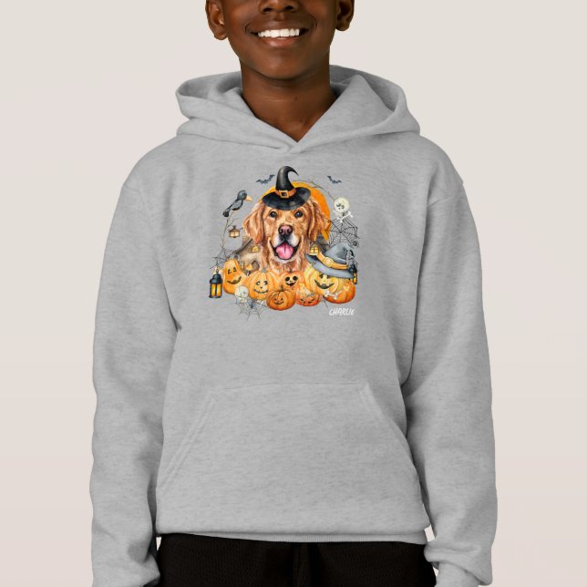 Niedlicher Golden Retriever Halloween Hund Custom Hoodie (Vorderseite)