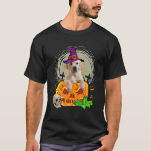 Niedlicher Golden Retriever Hexenkürbis Halloween T-Shirt