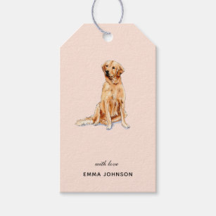 Niedlicher Golden Retriever Hund auf rosa Gift Tag Geschenkanhänger