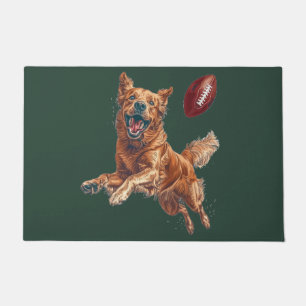 Niedlicher Golden Retriever Hund Fußball spielen Fußmatte
