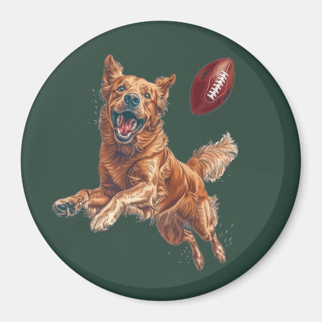 Niedlicher Golden Retriever Hund Fußball spielen Magnet (Vorne)