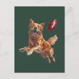 Niedlicher Golden Retriever Hund Fußball spielen Postkarte